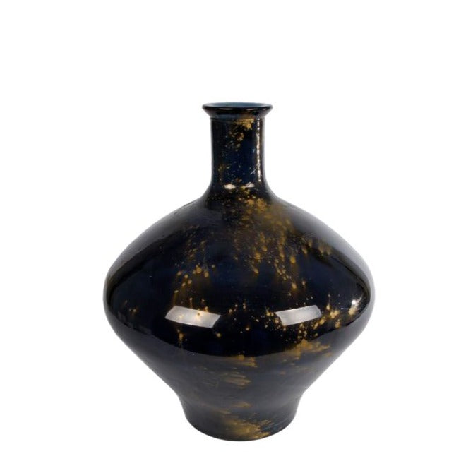 VASE MEGUINO BLACK GOLD GLASS 37X37X46CM