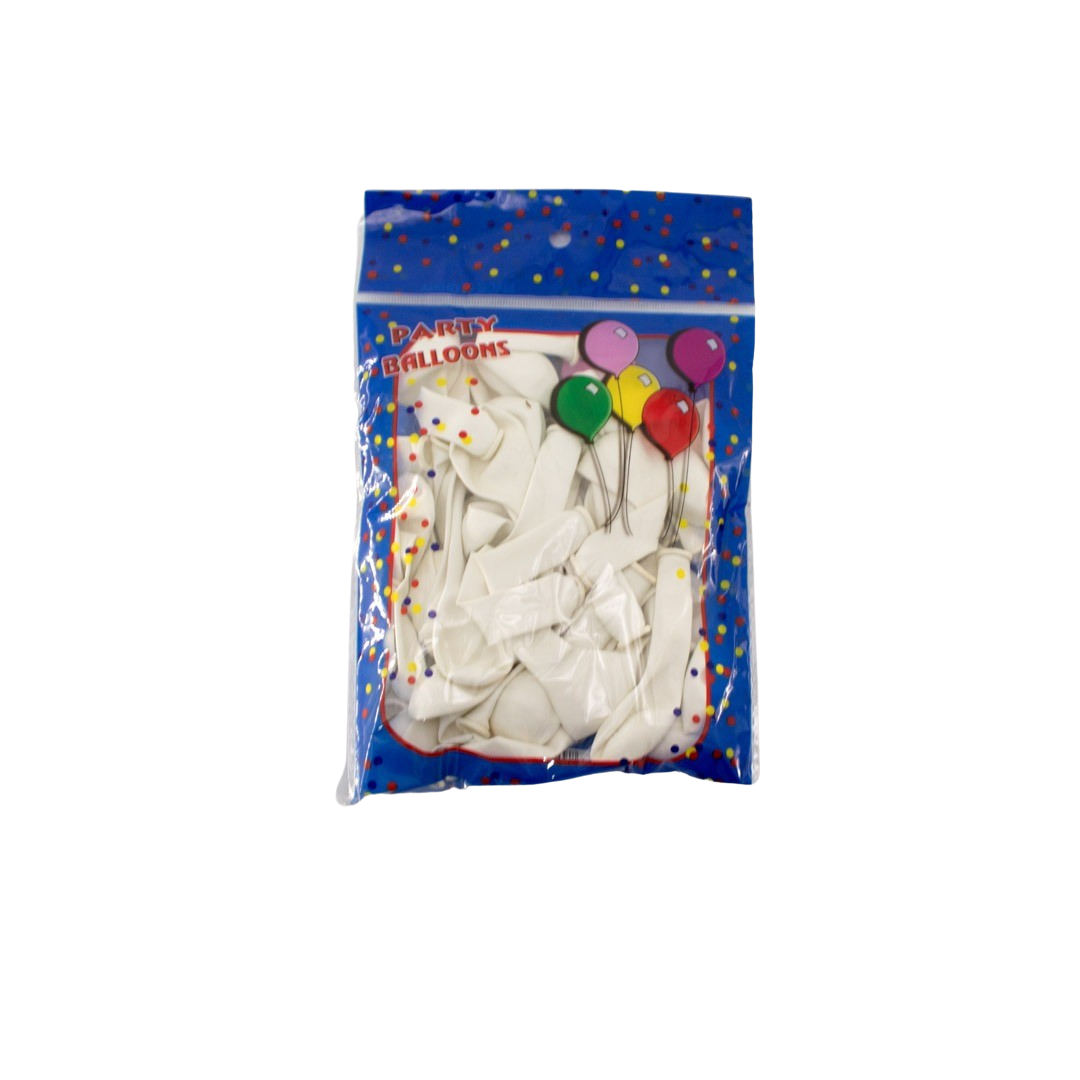 LATEX BALLOON WHT 50PCS - 12CM