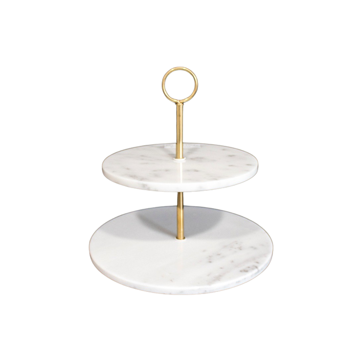 WHITE MARBLE CAKE STAND X2 25X25CM