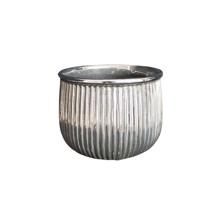 CERAMIC POT 19X19X14.5CM SILVER