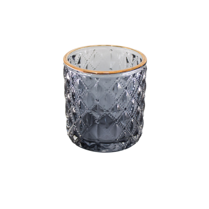 GLASS POT 7X7.5CM BLUE