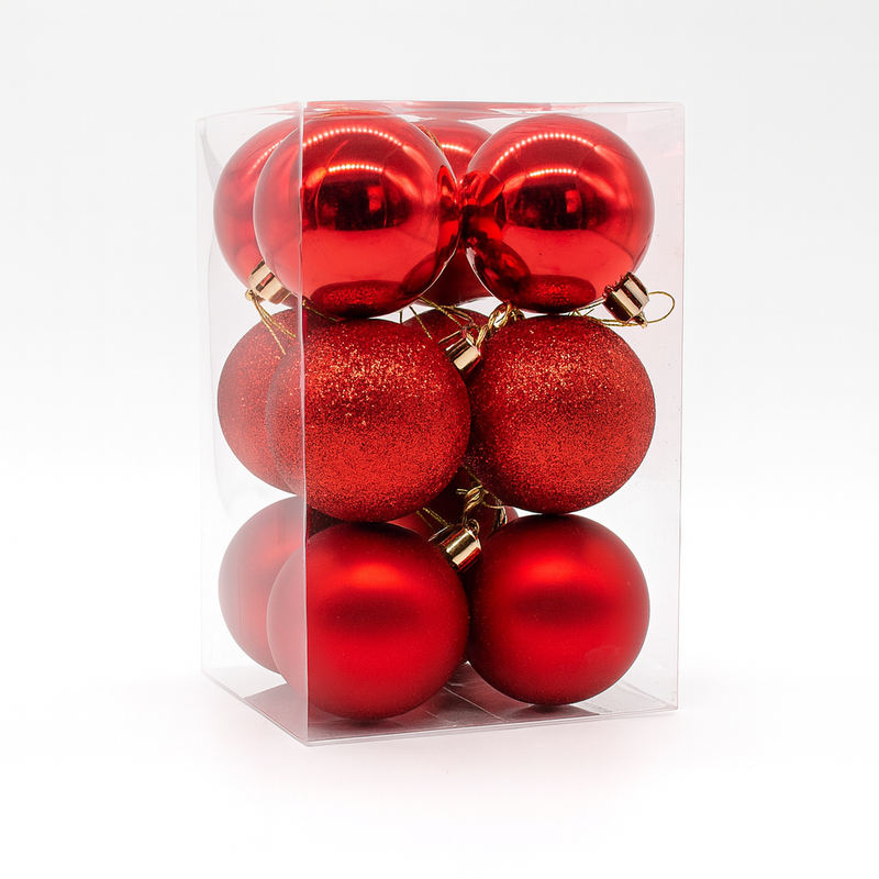 X-MAS BALL RED 6CM 12PCS