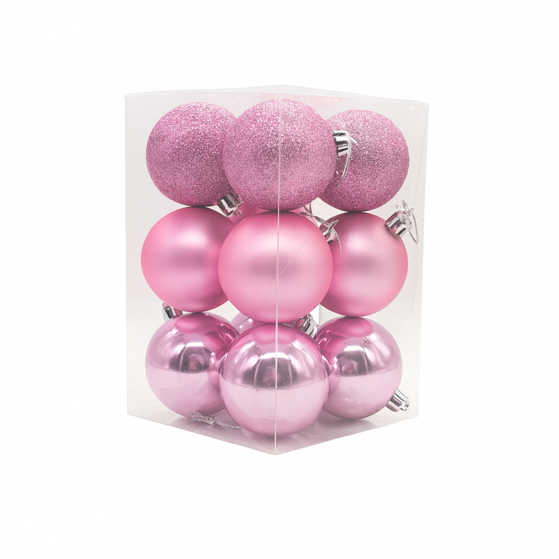 X-MAS BALL PINK 6CM 12PCS
