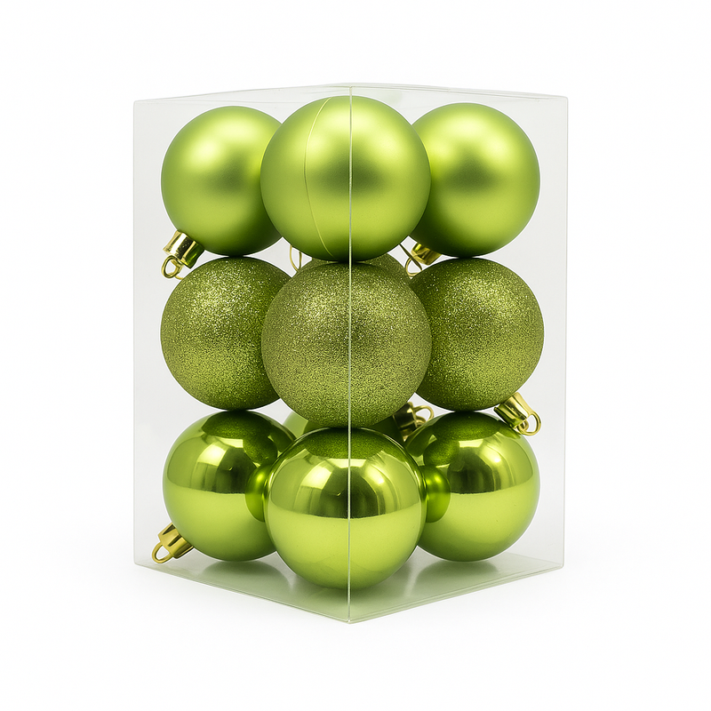 X-MAS BALL GREEN 6CM 12PCS