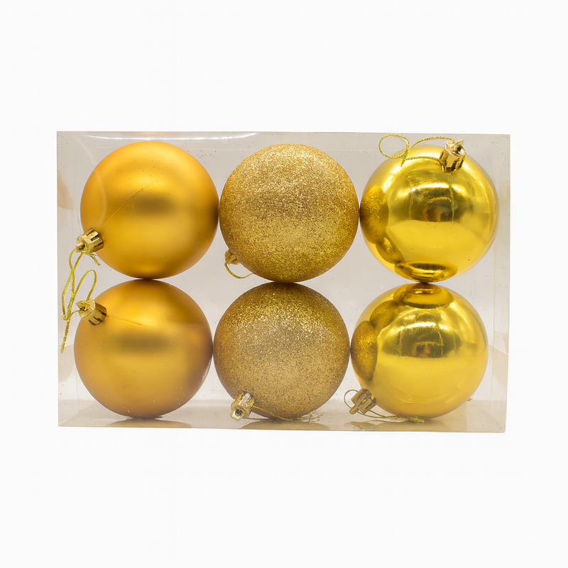 X-MAS BALL GOLD 8CM 6PCS