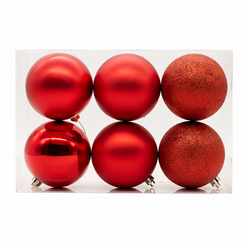 X-MAS BALL RED 10CM 6PCS