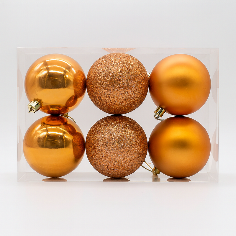 X-MAS BALL BRONZE 8CM 6PCS