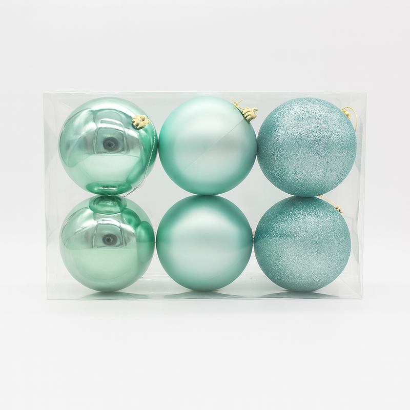 X-MAS BALL TIRQUOISE 8CM 6PCS