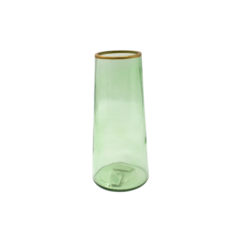 GLASS VASE GREEN 7X10X22CM