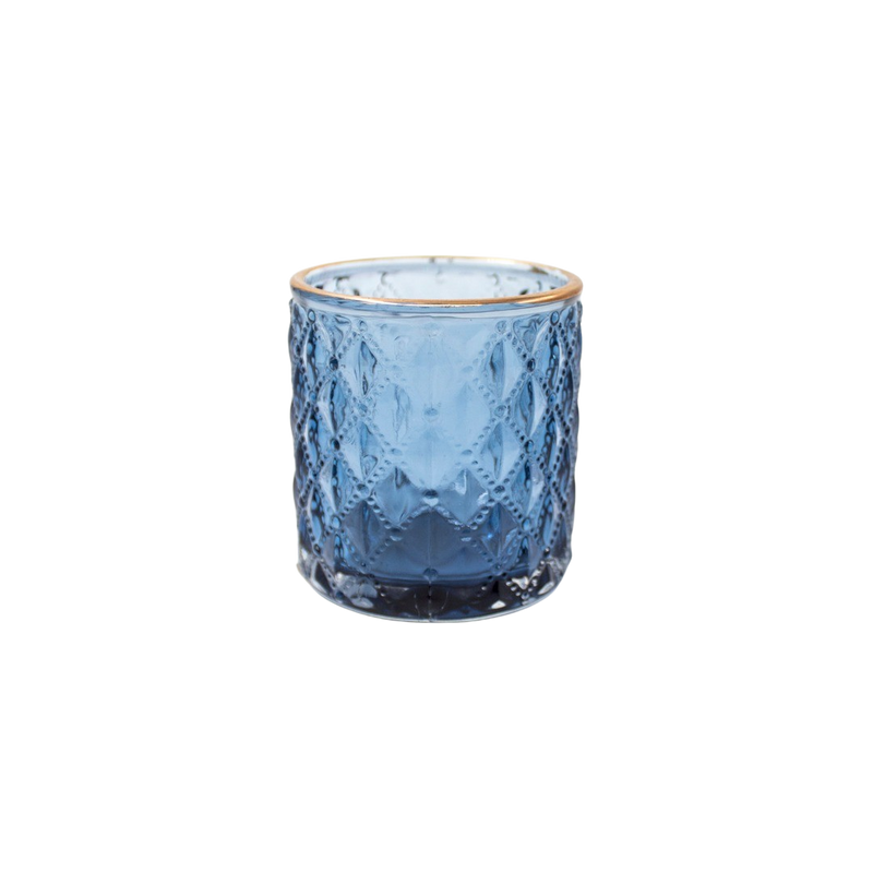 GLASS VASE 7X7.5CM BLUE