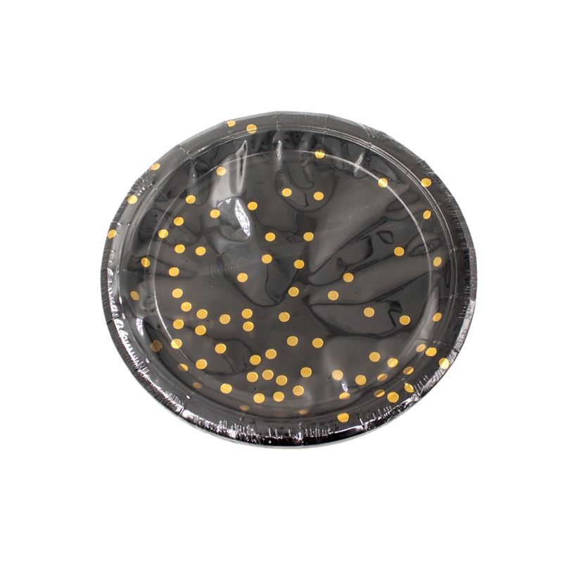 GOLD PARTY PAPER PLATE 23CM - 10PCS