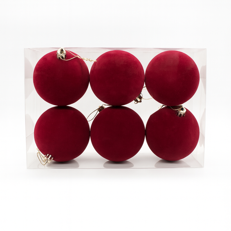 X-MAS VELVET BALLS 8CM - 6PCS