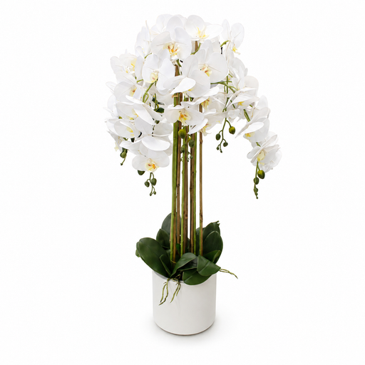 ARTIFICIAL ORCHID IN POT WHT X8 100CM Deventor