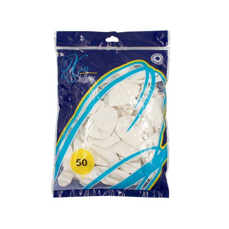 WHITE LATEX BALLOON 30CM - 50PCS