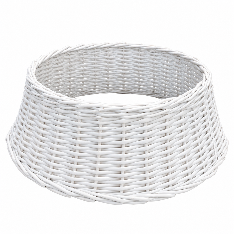 White wicker Christmas tree collar