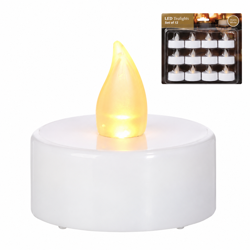 LED tealight candles set of 12, square white background