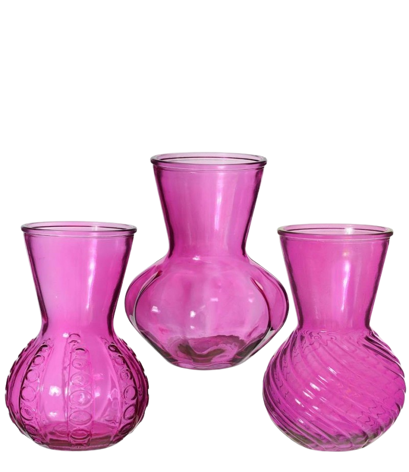VASE KRISTAL H18X13CM FUCHSIA