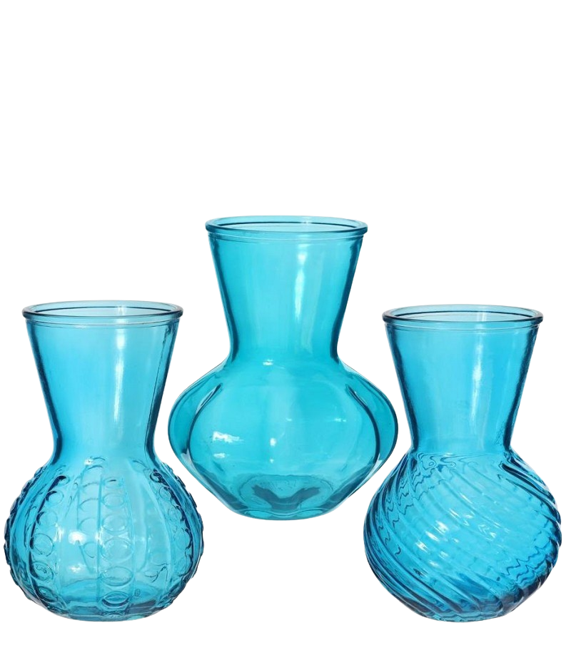 VASE KRISTAL H18X13CM OCEAN BLUE