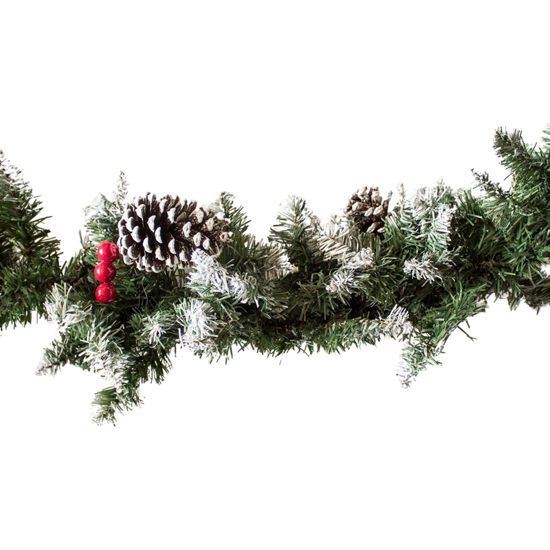 X-MAS GARLAND WITH CONE BERRIES & SNOW 180CM