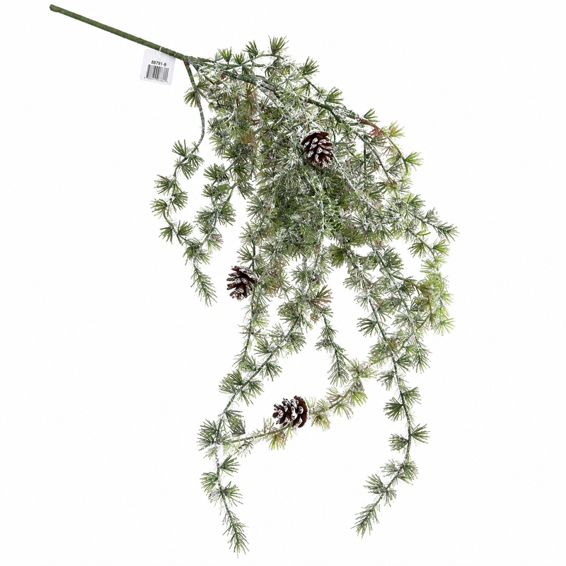 Frosted Hanging Pine Spray with Pinecones