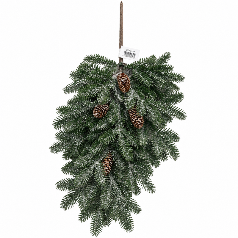 Snowy Pine Teardrop Swag with Pinecones