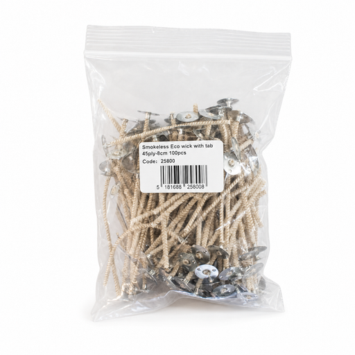 SMOKELESS ECO WICK W/TAB 45PLY 8CM 100PCS Deventor