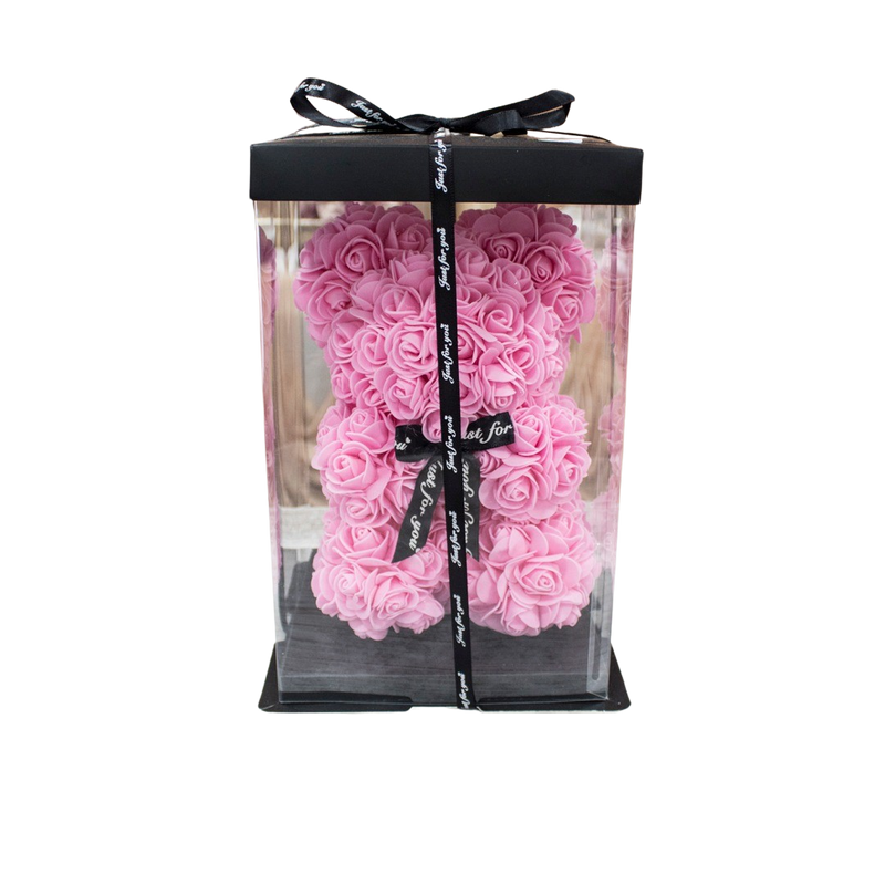 FOAM ROSE TEDDY BEAR 25CM PINK