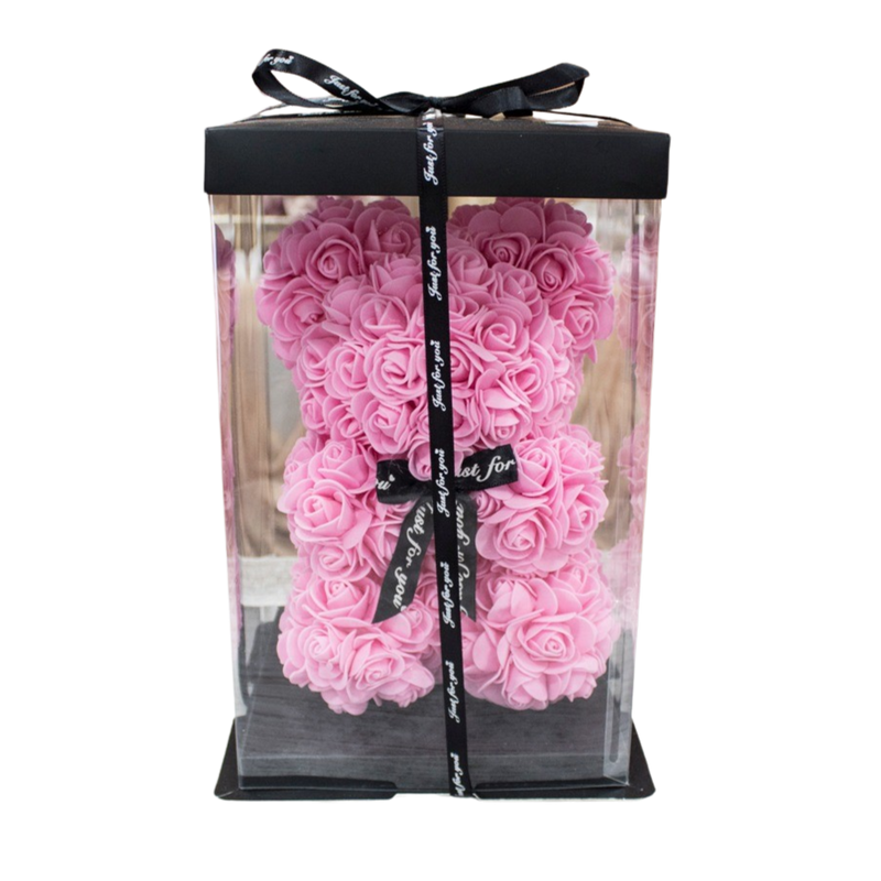 FOAM ROSE TEDDY BEAR 40CM PINK