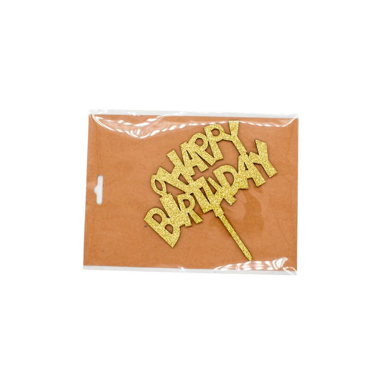 HAPPY BIRTHDAY CAKE TOPPER GOLD