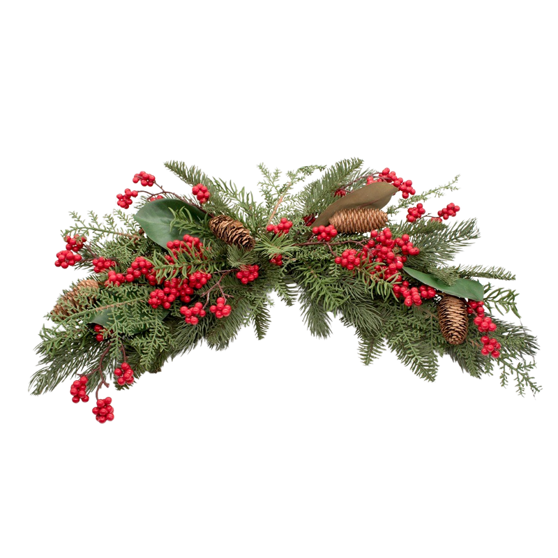 MIXED PINE W/BERRY SWAG 71CM