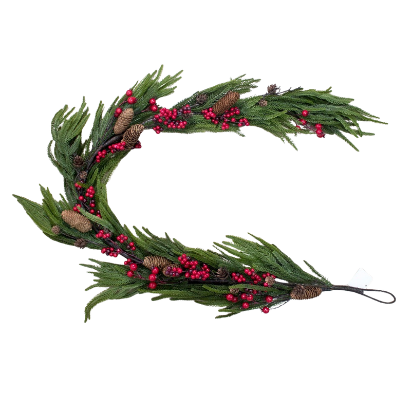 PINE W/BERRY GARLAND 160CM