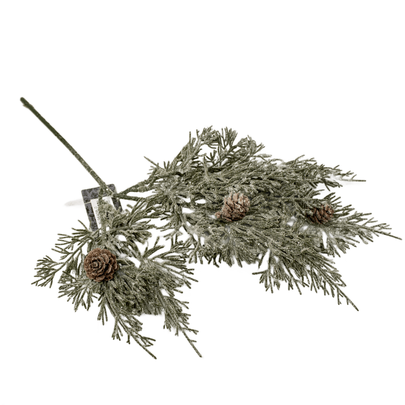 CEDAR SPRAY W/CONES ICED 41CM