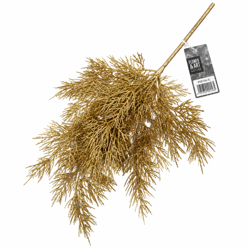 Gold glitter artificial evergreen spray