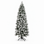 Slim Christmas tree with a snowy finish