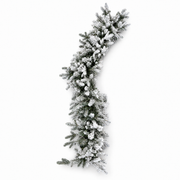 Snow-flocked Christmas garland, 180 cm, on white background
