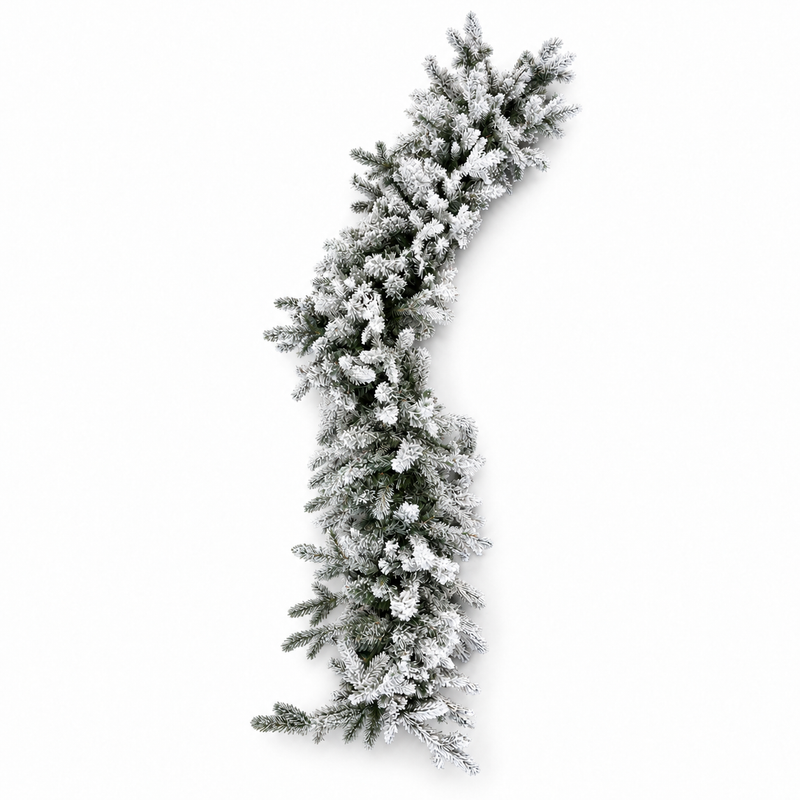 Snow-flocked Christmas garland, 180 cm, on white background