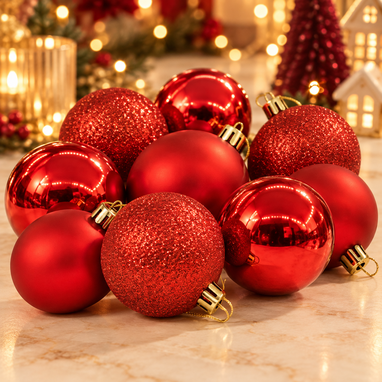 Deventor christmas balls products in a festive setting