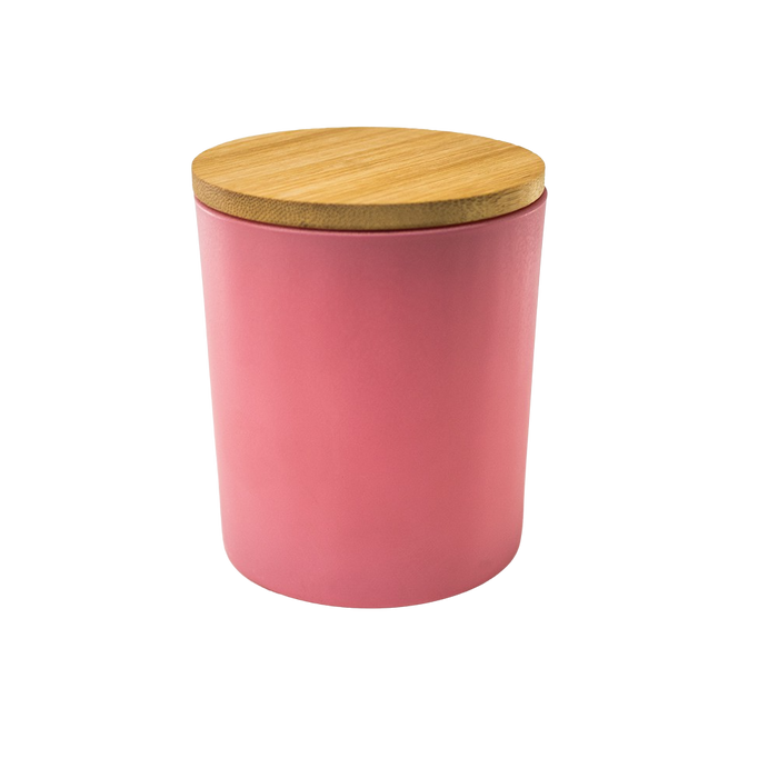 PINK JAR WITH WOODEN COVER