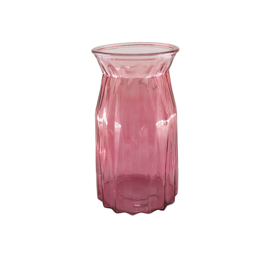 GLASS VASE PINK 10X11X20CM