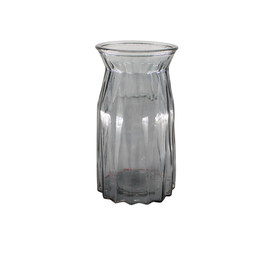 GLASS VASE GREY 10X11X20CM
