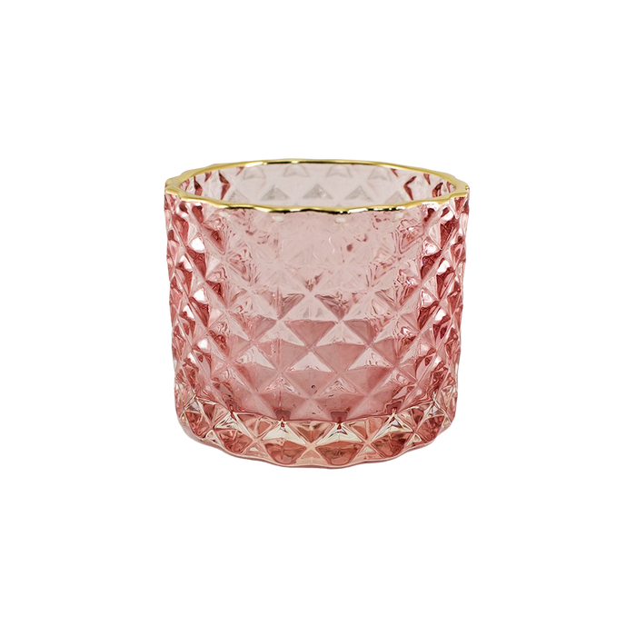 GLASS CANDLE HOLDER PINK 5.5x6CM