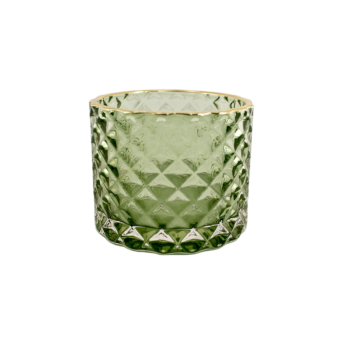 GLASS CANDLE HOLDER GREEN 5.5x6CM