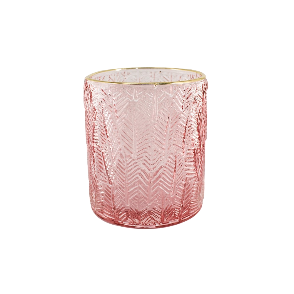 GLASS CANDLE HOLDER PINK 9X7CM — Deventor