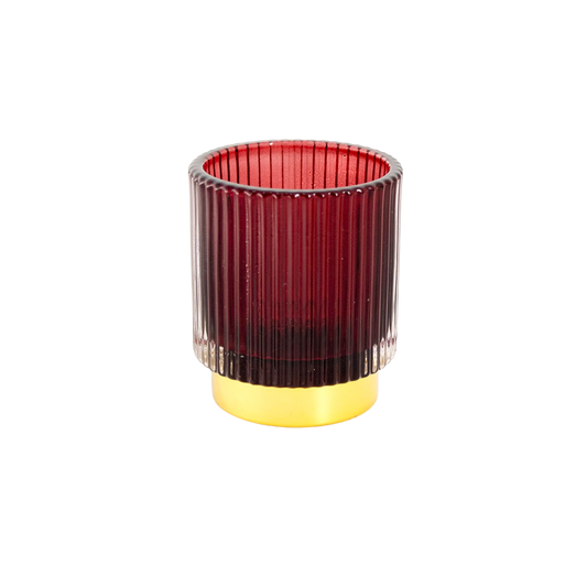 GLASS CANDLE HOLDER BORDEAUX 8X6CM