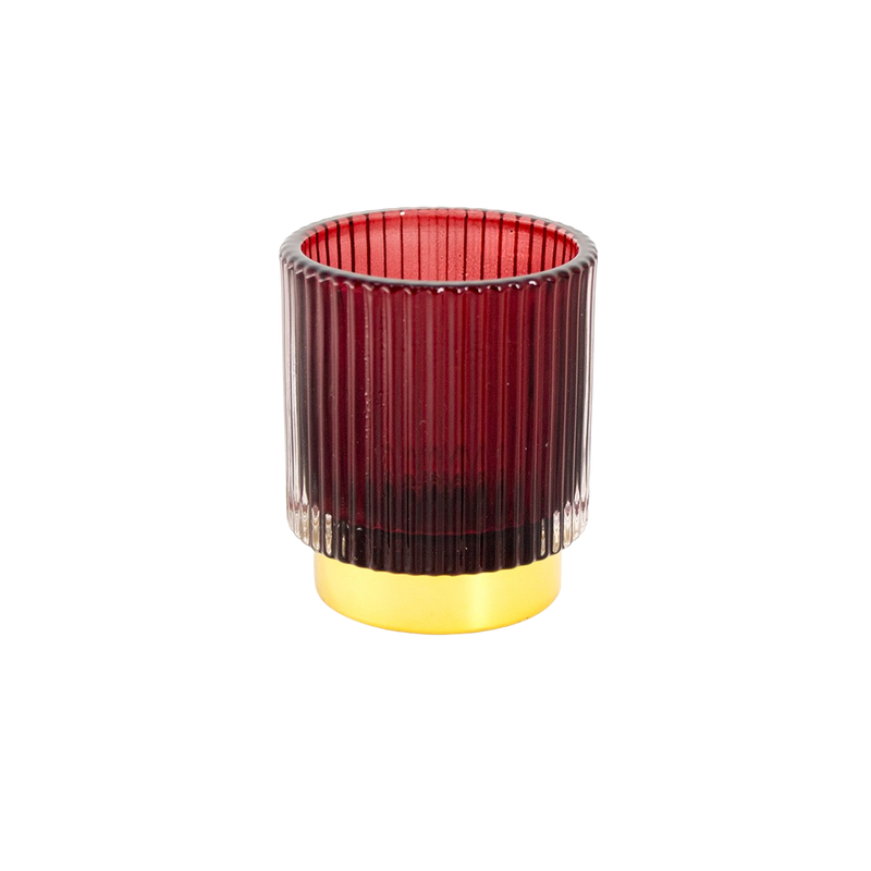 GLASS CANDLE HOLDER BORDEAUX 8X6CM