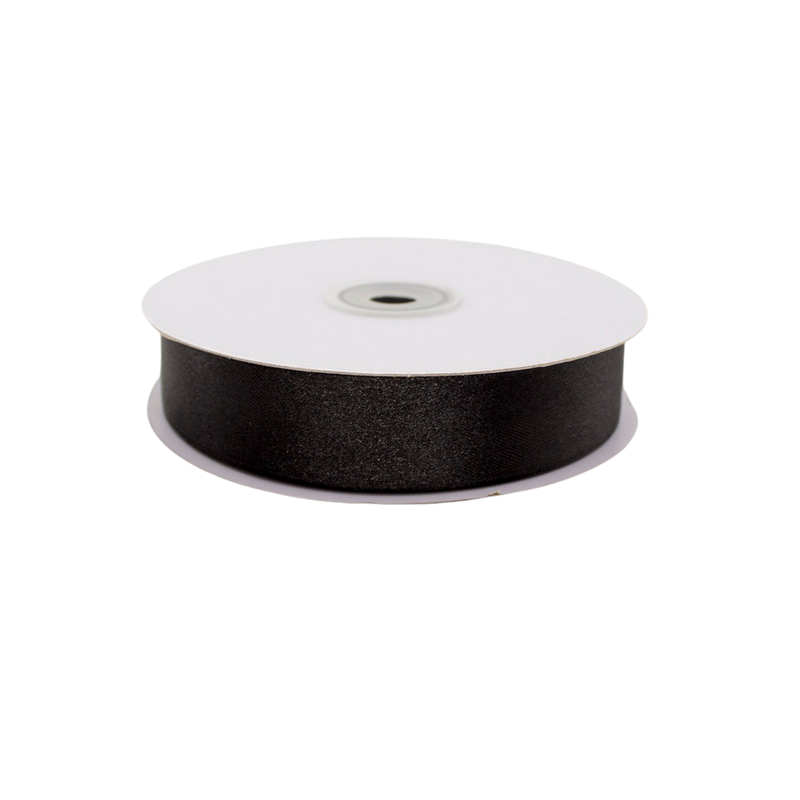 SATIN RIBBON BLACK 25MMX50M