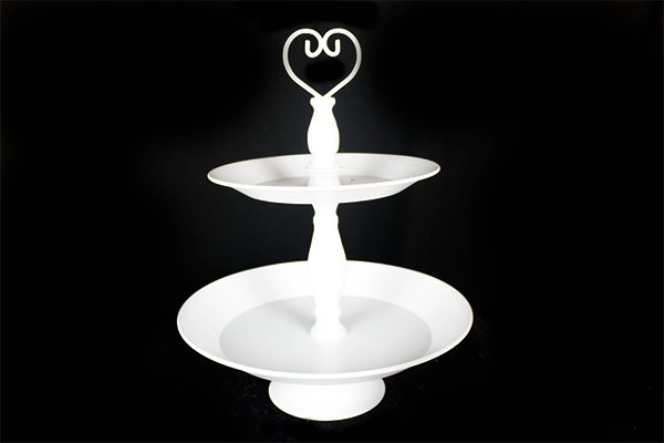 Cake stand 2 tier with heart top 45cm - Deventor
