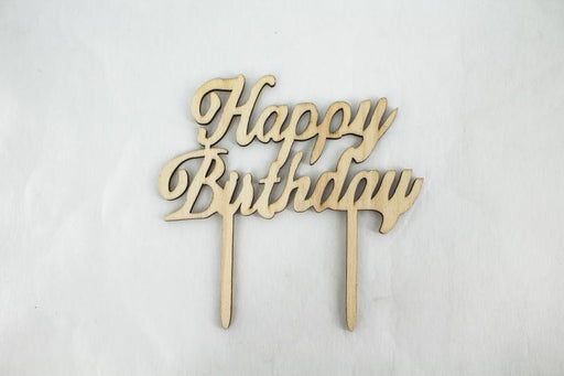 Happy birthday wooden cake topper 14cm - Deventor