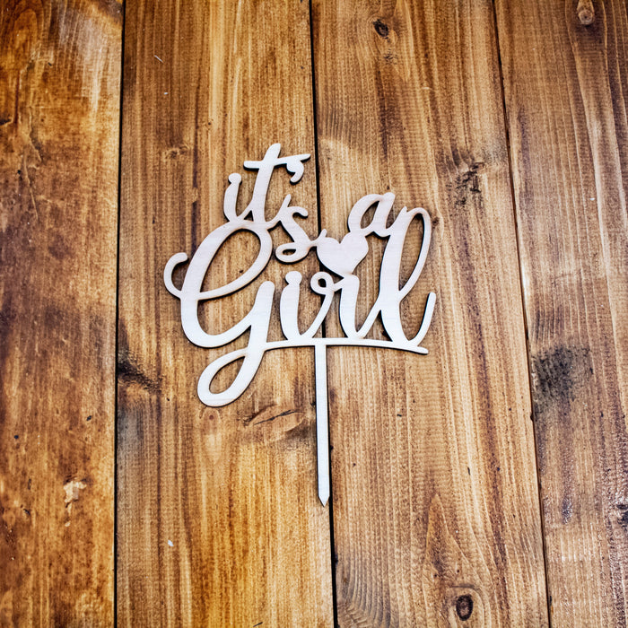 It's a Girl Wooden Cake Topper