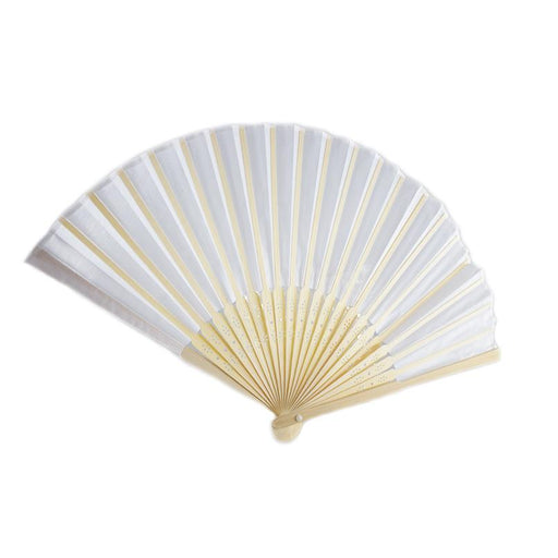 Wooden hand fan white fabric 21cm - Deventor